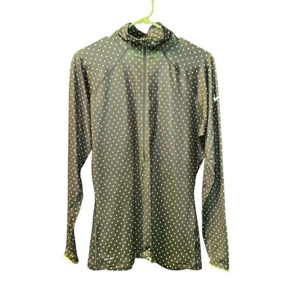 Nike Pro Jackets & Blazers - Nike Pro Women XL Dri-Fit Hyper warm Half Zip Pullover Black Green Polka Dot